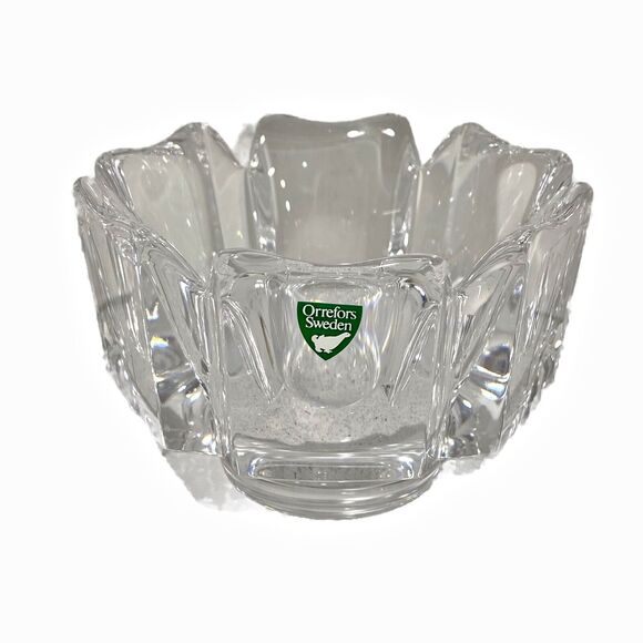 Orrefors Sweden Crystal Lars Hellsten Corona Clear 4.5" Bowl Collectible Gift - Picture 1 of 6